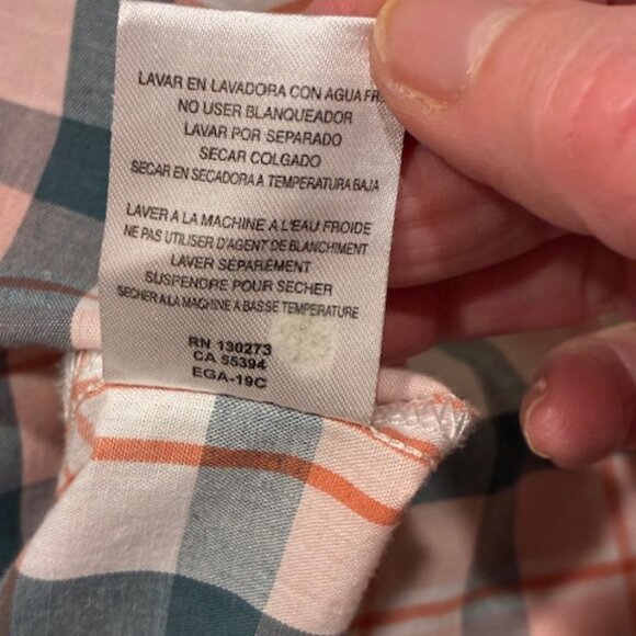 Wrangler Women's Blue Peach Plaid Pearl Snap Buttons Western Country Shirt XL - Picture 7 of 8